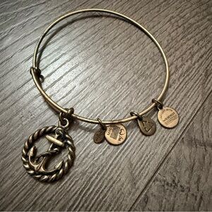 Alex and Ani Antique Gold Anchor Charm Expandable Bangle